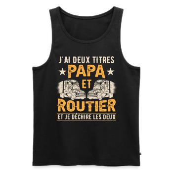 Papa Et Routier - Débardeur bio Premium Homme - noir - Devant - Michal (187cm)