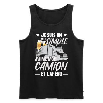 J'aime Mon Camion Et L'Apéro Camionneur Routier - Débardeur bio Premium Homme - noir - Devant - Michal (187cm)