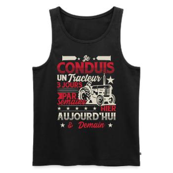 Tracteur Humour Fermier - Débardeur bio Premium Homme - noir - Devant - Michal (187cm)