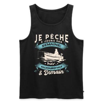 Drôle Pêcheur Humour Pêche - Débardeur bio Premium Homme - noir - Devant - Michal (187cm)