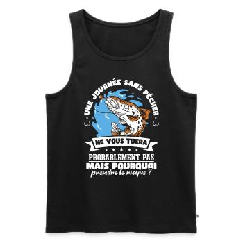 Pecheur Humour Poisson - Débardeur bio Premium Homme - noir - Devant - Michal (187cm)