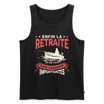 Humour Pêche Retraite Pêcheur - Débardeur bio Premium Homme - noir - Devant - Michal (187cm)