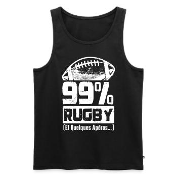 Rugby and some aperitifs - Men's Premium Organic Tank Top - black - Front - AI Model Male 178 light (178cm)