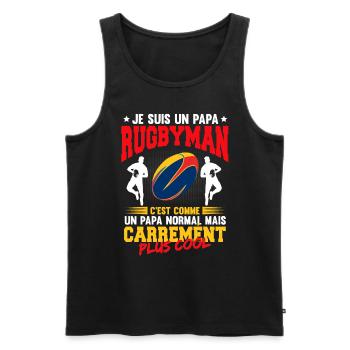 Je Suis Un Papa Rugbyman - Débardeur bio Premium Homme - noir - Devant - Michal (187cm)