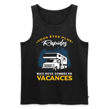 Camping-Car Slogan - Débardeur bio Premium Homme - noir - Devant - Michal (187cm)