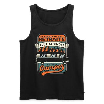 Retraite Camper Camping-Car - Débardeur bio Premium Homme - noir - Devant - Michal (187cm)