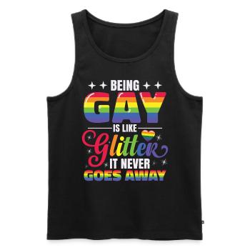 Schwul sein | LGBT-| Regenbogenfarbe | Pride-Monat - Männer Premium Bio Tank Top - Schwarz - Vorne - Michal (187cm)