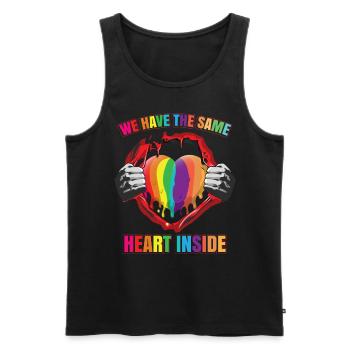 Wir haben das gleiche Herz im Inneren - Männer Premium Bio Tank Top - Schwarz - Vorne - AI Model Male 178 light (178cm)