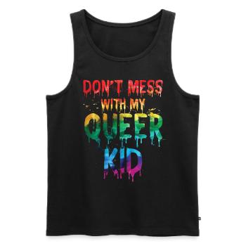 Leg dich nicht mit meinem queeren Kind an - Männer Premium Bio Tank Top - Schwarz - Vorne - Michal (187cm)