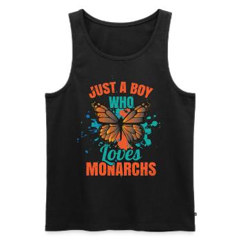 Just A Boy Who Loves Monarchs - Men's Premium Organic Tank Top - black - Front - Michal (187cm)