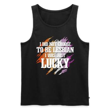 Citation lesbienne Mois de la fierté drôle - Débardeur bio Premium Homme - noir - Devant - AI Model Male 178 light (178cm)