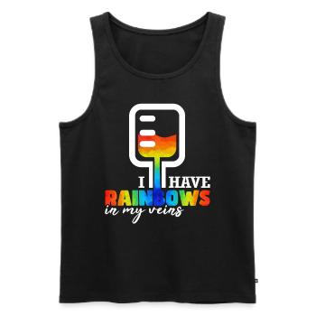 Ich habe Regenbogen in meinen Adern - Männer Premium Bio Tank Top - Schwarz - Vorne - Michal (187cm)