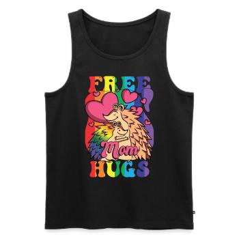 Maman gratuite embrasse le mois de la fierté lesbienne gay - Débardeur bio Premium Homme - noir - Devant - Michal (187cm)