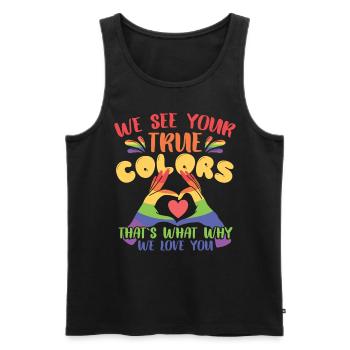 Famille LGBT du cœur - Débardeur bio Premium Homme - noir - Devant - Michal (187cm)