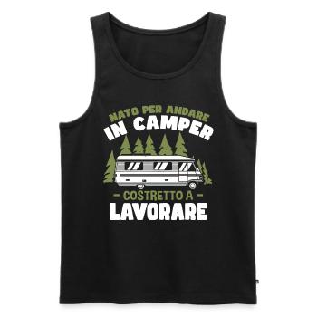 Né pour aller dans un camping-car | Campeur - Débardeur bio Premium Homme - noir - Devant - Michal (187cm)