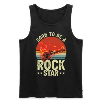 Né pour être une rock star | Guitare Rétro | Guitariste - Débardeur bio Premium Homme - noir - Devant - AI Model Male 178 light (178cm)
