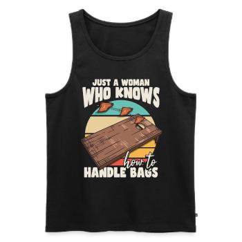 Nur eine Frau, die weiß, wie man mit Taschen umgeht - Männer Premium Bio Tank Top - Schwarz - Vorne - AI Model Male 178 light (178cm)