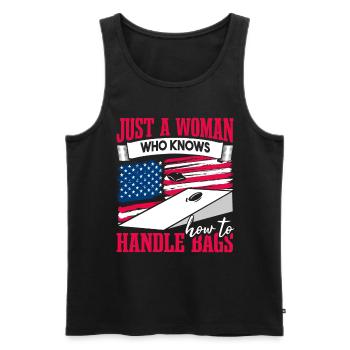 Lustige Sitzsäcke Frauen Cornhole - Männer Premium Bio Tank Top - Schwarz - Vorne - AI Model Male 178 light (178cm)