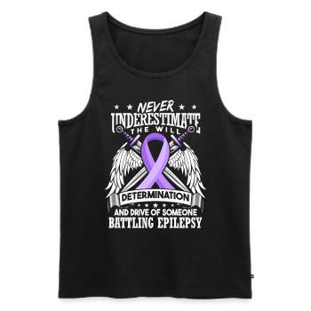 Epilepsie-Awareness-Krieger - Männer Premium Bio Tank Top - Schwarz - Vorne - AI Model Male 178 light (178cm)
