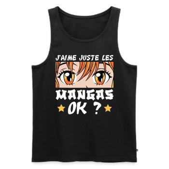 J'Aime Juste Les Mangas - Débardeur bio Premium Homme - noir - Devant - Michal (187cm)