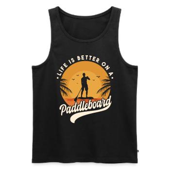 La vie est meilleure sur un paddleboard - Débardeur bio Premium Homme - noir - Devant - Michal (187cm)