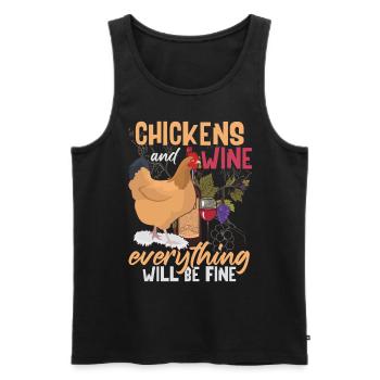 Poulets & Vin - Débardeur bio Premium Homme - noir - Devant - Michal (187cm)