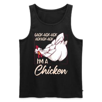 Je suis un poulet | Drôle d’agriculteur Élevage Coq de poule - Débardeur bio Premium Homme - noir - Devant - Michal (187cm)