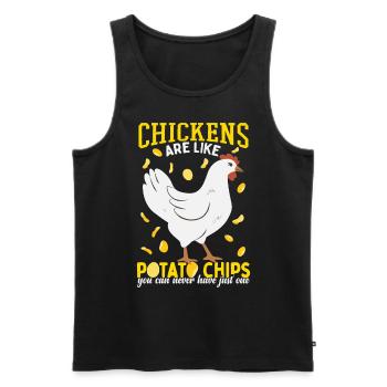 Les poulets sont comme des croustilles - Débardeur bio Premium Homme - noir - Devant - Michal (187cm)