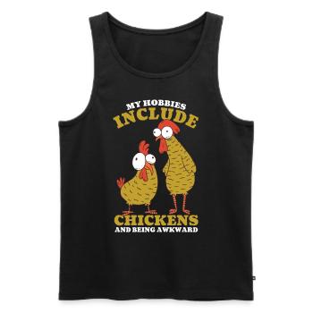 Zu meinen Hobbys gehören Hühner - Männer Premium Bio Tank Top - Schwarz - Vorne - AI Model Male 178 light (178cm)