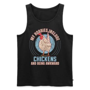 Zu meinen Hobbys gehören Hühner - Männer Premium Bio Tank Top - Schwarz - Vorne - AI Model Male 178 light (178cm)