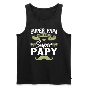 Fête Des Pères Papa & Papy - Débardeur bio Premium Homme - noir - Devant - Michal (187cm)