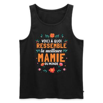 Fête Des Mères La Meilleure Mamie Du Monde - Débardeur bio Premium Homme - noir - Devant - AI Model Male 178 light (178cm)