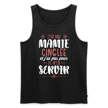 Fête Des Mères Petite Fille Mamie Humour - Débardeur bio Premium Homme - noir - Devant - AI Model Male 178 light (178cm)