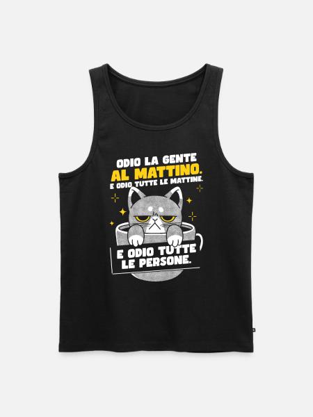 Morning Cat Coffee - Men's Premium Organic Tank Top - black