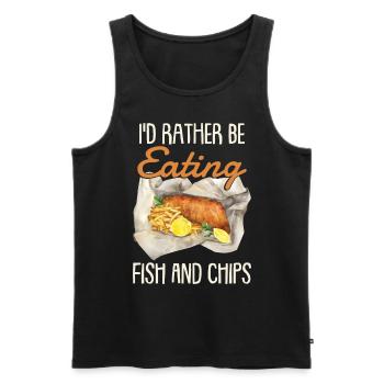 I'd Rather Be Eating Fish And Chips - Men's Premium Organic Tank Top - black - Front - AI Model Male 178 light (178cm)