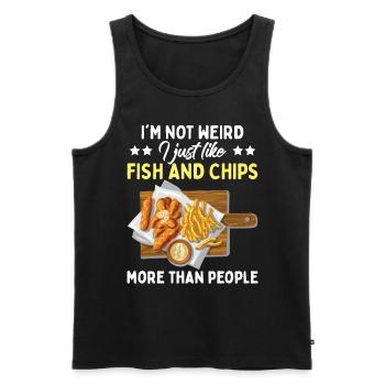 British Food | I Just Like Fish And Chips - Men's Premium Organic Tank Top - black - Front - AI Model Male 178 light (178cm)