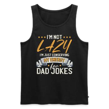 Père Blagues Jeu de mots Amant Papa Jogue - Débardeur bio Premium Homme - noir - Devant - AI Model Male 178 light (178cm)