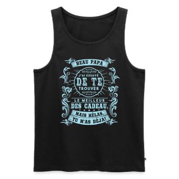 Beau Papa Humour Cadeau Fête Des Pères - Débardeur bio Premium Homme - noir - Devant - AI Model Male 178 light (178cm)