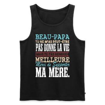 Drôle Beau Papa Fête Des Pères - Débardeur bio Premium Homme - noir - Devant - AI Model Male 178 light (178cm)