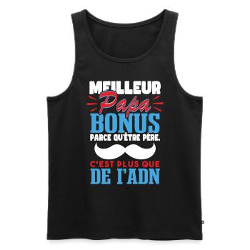 Meilleur Papa Bonus Fête Des Pères Drôle - Débardeur bio Premium Homme - noir - Devant - Michal (187cm)