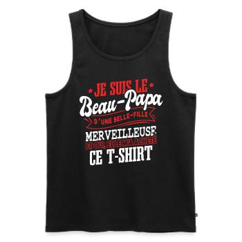Drôle Fête Des Pères Beau-Papa - Débardeur bio Premium Homme - noir - Devant - AI Model Male 178 light (178cm)