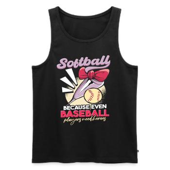 Softball Player Joke - Men's Premium Organic Tank Top - black - Front - AI Model Male 178 light (178cm)