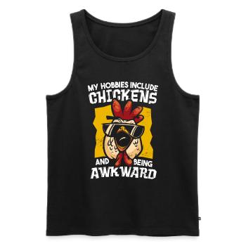 Funny Chicken Rooster Poultry - Men's Premium Organic Tank Top - black - Front - Michal (187cm)