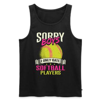Je ne sors qu’avec des joueurs de softball - Débardeur bio Premium Homme - noir - Devant - Michal (187cm)