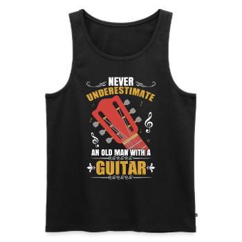 Never Underestimate An Old Man With A Guitar - Men's Premium Organic Tank Top - black - Front - Michal (187cm)