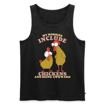 Zu meinen Hobbys gehören Hühner - Männer Premium Bio Tank Top - Schwarz - Vorne - AI Model Male 178 light (178cm)