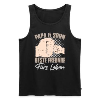 Papa & Sohn - Männer Premium Bio Tank Top - Schwarz - Vorne - Michal (187cm)