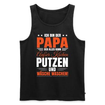 Papa Sprüche Vatertaggeschenk Humor Lustig - Männer Premium Bio Tank Top - Schwarz - Vorne - Michal (187cm)