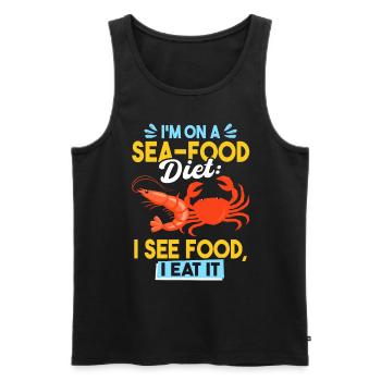 Papa plaisante sur les fruits de mer Croisière amusante - Débardeur bio Premium Homme - noir - Devant - Michal (187cm)