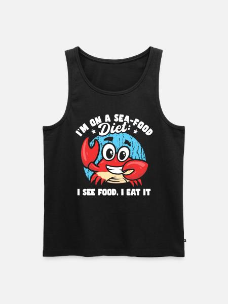 Ik ben op een sea food dieet Grappige vader grappen Cruise - Mannen Premium Bio Tanktop - zwart
